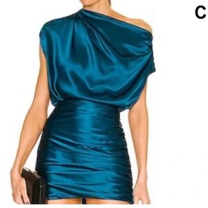 The Sei, Draped top and Ruched Mini Skirt in color lake